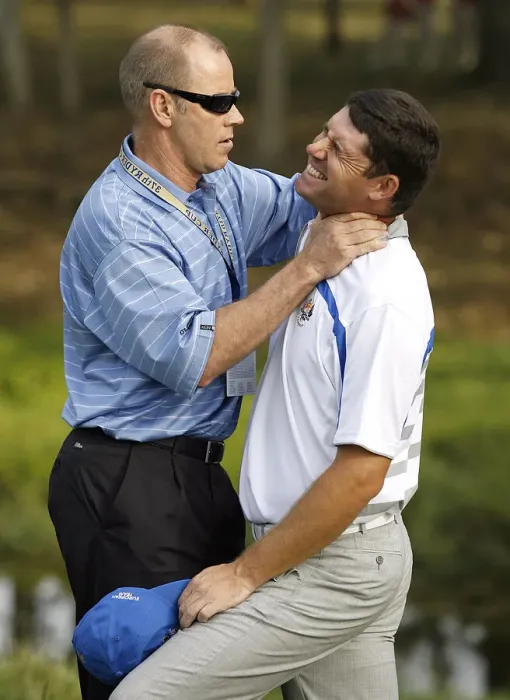 Framed Print : Padraig Harrington With Physio Framed Print : Padraig Harrington With Physio