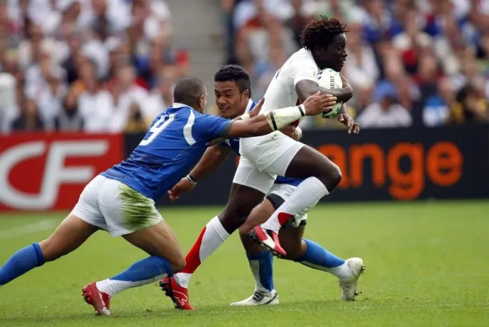 Framed Print : Paul Sackey Takes On Samoans