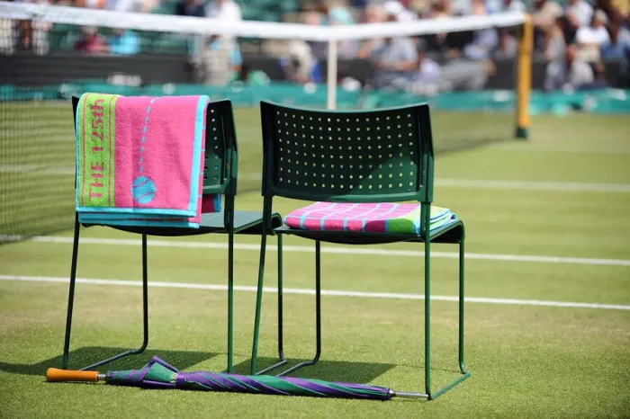 Framed Print : Players Chairs Towels & Umbrella Framed Print : Players Chairs Towels & Umbrella