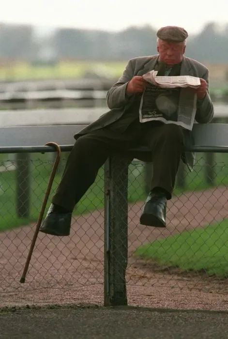 Framed Print : Racing Punter Reading R. Post Framed Print : Racing Punter Reading R. Post