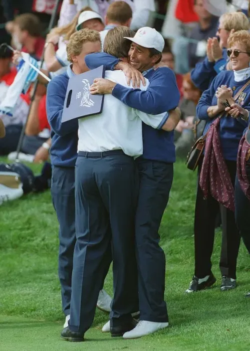 Framed Print : Seve Embraces Nick Faldo Framed Print : Seve Embraces Nick Faldo