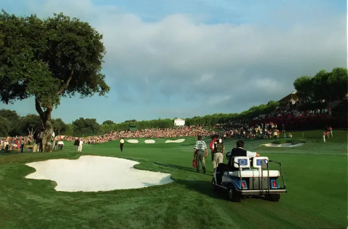 Framed Print : Seve Watches Players On 17th Framed Print : Seve Watches Players On 17th