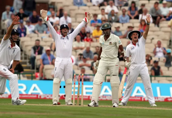 Framed Print : Shahadat Hossain Is Out Lbw As England Celebrate