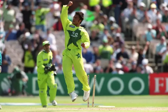 Framed Print : Shoaib Celebrates Astle Wicket Framed Print : Shoaib Celebrates Astle Wicket