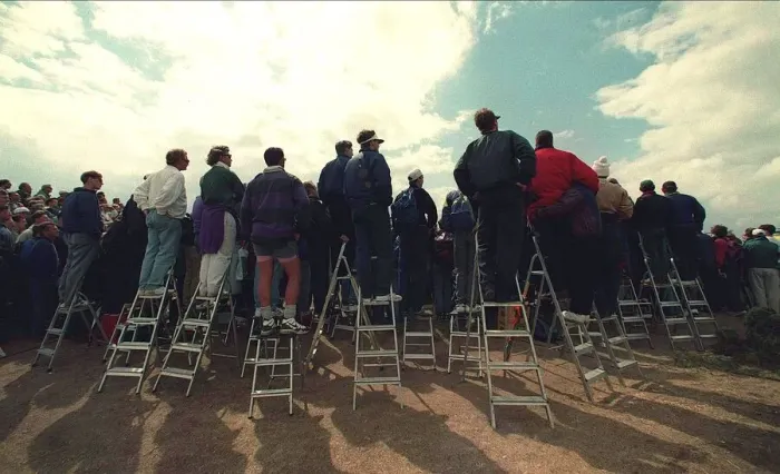Framed Print : Spectators On Step Ladders