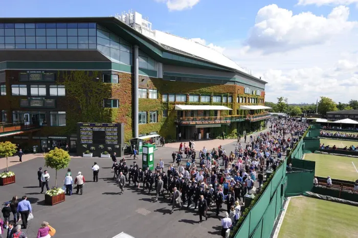 Framed Print : Stewards Lead Crowd Past Centre Court Framed Print : Stewards Lead Crowd Past Centre Court