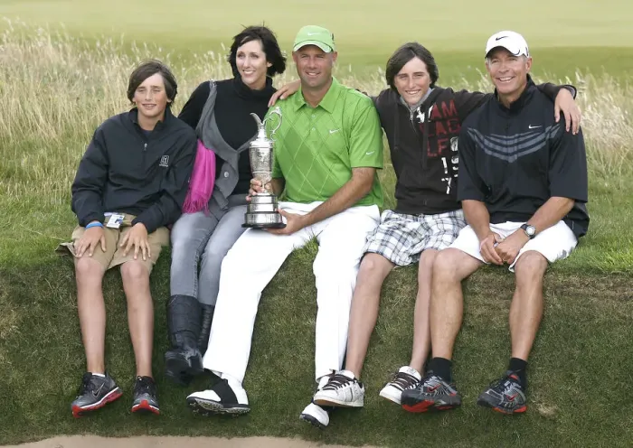 Framed Print : Stewart Cink, Wife, Sons & Caddy Framed Print : Stewart Cink, Wife, Sons & Caddy