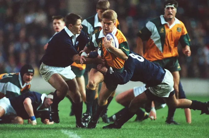 Framed Print : Tim Horan Breaks Past Peters Framed Print : Tim Horan Breaks Past Peters