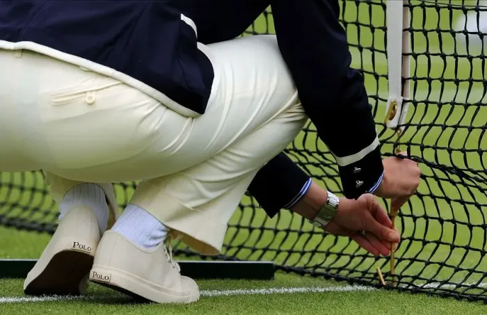 Framed Print : Umpire Checks Net Framed Print : Umpire Checks Net