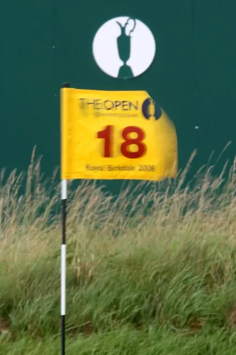 Framed Print : Wind Blows The18th Green Flag Framed Print : Wind Blows The18th Green Flag
