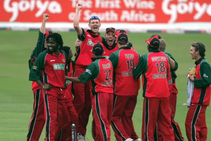 Framed Print : Zimbabwe Players Celebrate Wicket Framed Print : Zimbabwe Players Celebrate Wicket