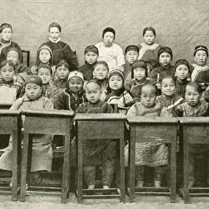 Boys and girls in a missionary school, China, East Asia