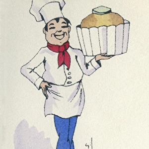 Business card design, chef with large cake