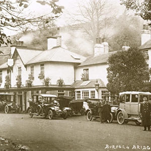 Chauffeurs and cars, Burford Bridge Hotel, Box Hill, Surrey