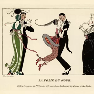 Fashionable couples dancing energetically at a ball, 1914
