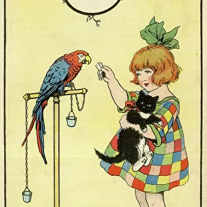 Gwen, Peter and Pierrette, Girl with Parrot and Cat