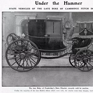 The late Duke of Cambridges carriage which was put up for auction in 1904 fetching a