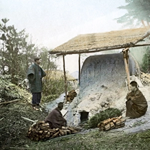 Men with wood burning oven, Japan