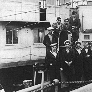 Sailors on board the British submarine, H42