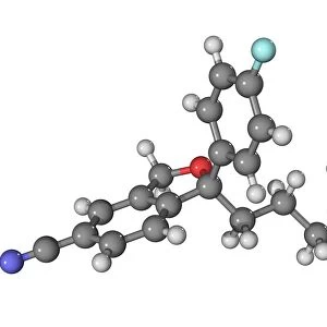 Escitalopram antidepressant drug molecule