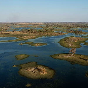 Aerial view of the Okavango Delta, UNESCO World Heritage Site, Botswana, Africa