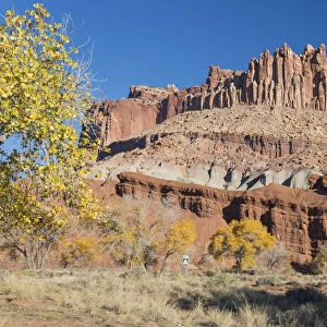 The Castle, an iconic sandstone peak forming part of the Waterpocket Fold, autumn, Fruita