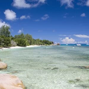 Clear waters off the beach at Anse Severe, Island of La Digue, Seychelles