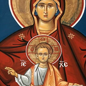 Greek Orthodox icon depicting Virgin and Child, Thessalonica, Macedonia, Greece, Europe