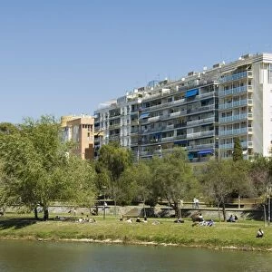Modern apartment blocks on the river Rio Guadalquivir