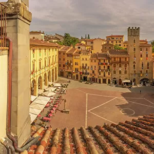 View of Piazza Grande from Palazzo della Fraternita dei Laici, Arezzo, Province of Arezzo, Tuscany, Italy, Europe