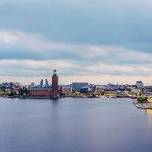 Riddarholmen Island and Gamla Stan at dawn, elevated view, Stockholm, Stockholm County, Sweden