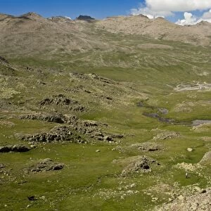 View of mountain valley and grassland, Ovitdagi Pass, Kaskar Mountains, Pontic Mountains, Anatolia, Turkey, July