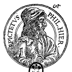 EPICTETUS (born 50 A. D. ). Greek Stoic philosopher. Woodcut, 16th century