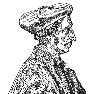 French physician, astronomer, and mathematician. Woodcut, 1554 and the only contemporary portrait