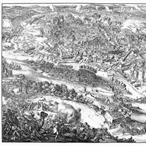 SIEGE OF VIENNA, 1683. The siege of Vienna by the Turks, 1683. Line engraving by Romeijn de Hooghe (1645-1708)