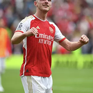 Arsenal's Declan Rice: Celebrating Premier League Victory Over Nottingham Forest (2023-24)