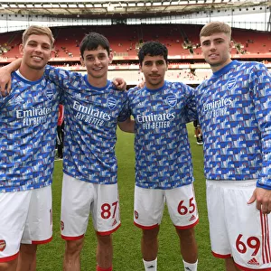Arsenal's Young Stars: Emile Smith Rowe, Charlie Patino, Salah-Eddine Oulad Mhand and Zak Swanson Celebrate Victory Over Everton (Arsenal v Everton 2021-22)