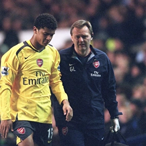Denilson (Arsenal) and Gary Lewin (Arsenal Physio)