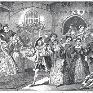 19th Century illustration showing King Henry VIII of England, at court