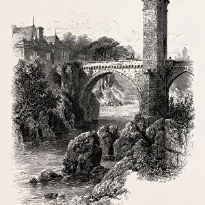 THE BRIDGE OF ORTHEZ, THE PYRENEES, FRANCE, 19th century engraving