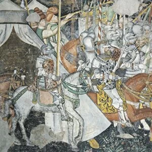 The Departure of the Knights, Fresco from Castel Romano a Pieve di Bono, province of Trento, by Unknown Lombard artist, 1440