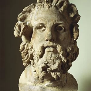 Greece, Megalopolis, Lykosoura, marble head of Anytus by Damophon from Messene, detail from a group sculpture in temple