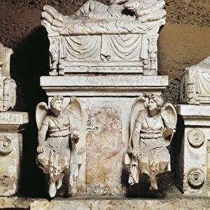 Italy, Umbria Region, Perugia, Hypogeum of Velimna Family (Etruscan chamber tomb)