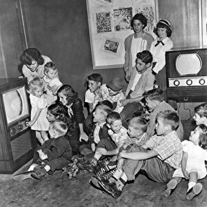 Kids At A Muntz TV Showroom