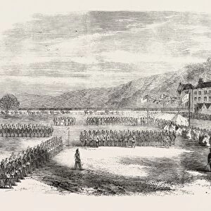 Review of the Vale of Neath Volunteer Rifle Corps: the Troops Marching Past, 1860
