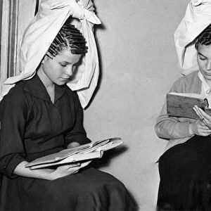 Young moscow women in a beauty salon, moscow, ussr, 1958