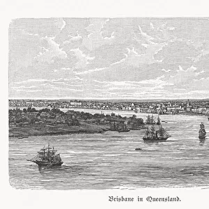Historical view of Brisbane, Queensland, Australia, wood engraving, published 1897