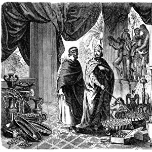 Croesus shows Solon his treasures