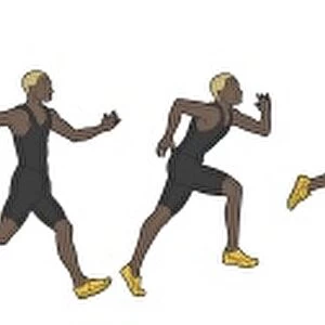 Different stages of athlete performing triple jump