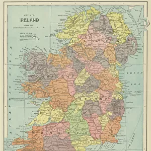 Old chromolithograph map of Ireland